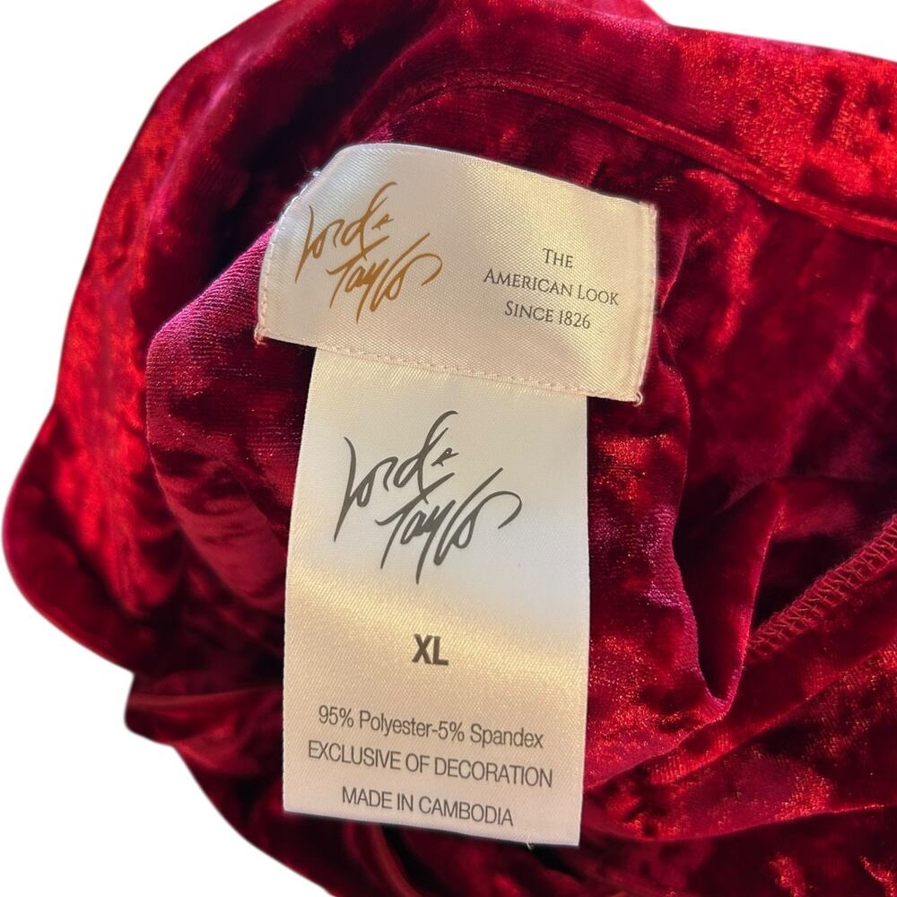 Lord & Taylor Red Crushed Velvet Top XL - Picture 4 of 10